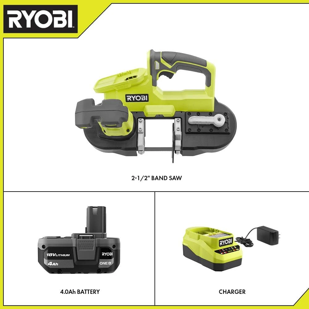 Ryobi ONE+ 18V Cordless 2-1/2 In. Compact Band Saw Kit With (1) 4.0 Ah Lithium-ion Battery And 18V Charger 2 Ryobi ONE+ 18V Cordless 2-1/2 In. Compact Band Saw Kit With (1) 4.0 Ah Lithium-ion Battery And 18V Charger - Image 2