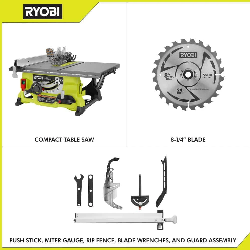 Ryobi 13 Amp 8-1/4 In. Compact Portable Corded Jobsite Table Saw (No Stand) 2 Ryobi 13 Amp 8-1/4 In. Compact Portable Corded Jobsite Table Saw (No Stand) - Image 2