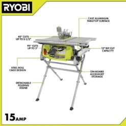 Ryobi 15 Amp 10 In. Compact Portable Corded Jobsite Table Saw With Folding Stand -RYOBI TOOLS SALE ryobi portable table saws rts12 40 1000