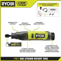 Ryobi USB Lithium 4-Tool Hobby Combo Kit With Cutter, Rotary Tool, Carver, Glue Pen, Batteries, And USB Charging Cable -RYOBI TOOLS SALE ryobi power cutting tools fvh100k2 66 1000