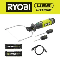 Ryobi USB Lithium Hot Wire Foam Cutter Kit With 2.0 Ah Battery, Charging Cable, And USB Lithium 3.0 Ah Battery -RYOBI TOOLS SALE ryobi power cutting tools fvh64k fvb03 d4 1000
