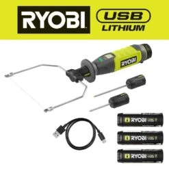 Ryobi USB Lithium Hot Wire Foam Cutter Kit W/ 2.0 Ah Lithium-ion Battery, Charging Cable, & 2.0 Ah Batteries (2-Pack) -RYOBI TOOLS SALE ryobi power cutting tools fvh64k fvb202 d4 1000 1