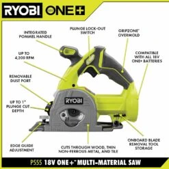 Ryobi ONE+ 18V Cordless 3-3/8 In. Multi-Material Plunge Saw (Tool Only) -RYOBI TOOLS SALE ryobi power cutting tools p555 40 1000