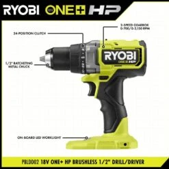 Ryobi ONE+ HP 18V Brushless Cordless 1/2 In. Drill/Driver Kit With 4.0 Ah Battery, Charger, And Bag -RYOBI TOOLS SALE ryobi power drills pbldd02k1 40 1000