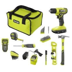 Ryobi ONE+ 18V Cordless 3/8 In. Drill Kit With 1.5 Ah Battery, Charger, 53 Accessories, And Whole Stud Finder