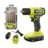 Ryobi ONE+ 18V Cordless 3/8 In. Drill/Driver Kit With 1.5 Ah Battery, Charger, And Titanium Drill Bit Set (22-Piece)