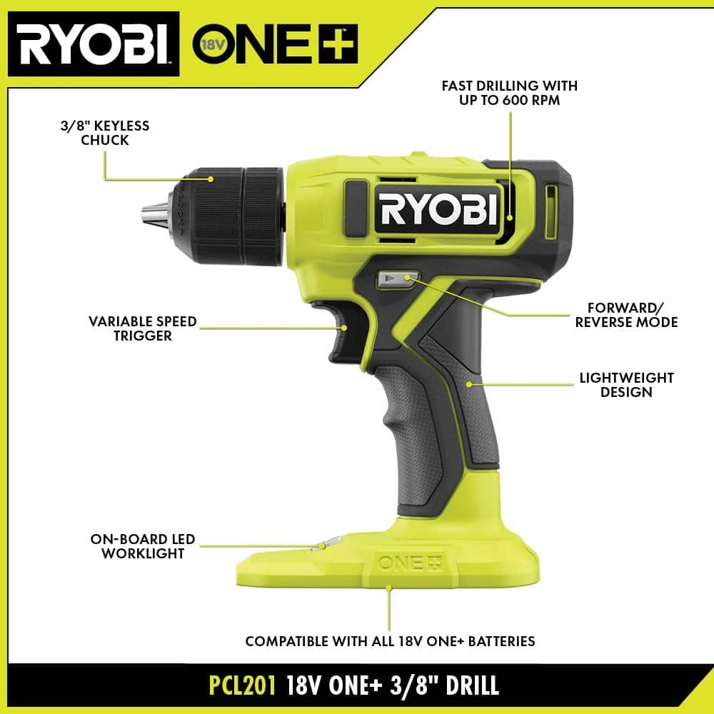 Ryobi ONE+ 18V Cordless 3/8 In. Drill/Driver Kit With 1.5 Ah Battery, Charger, And Drill And Drive Kit (95-Piece) 3 Ryobi ONE+ 18V Cordless 3/8 In. Drill/Driver Kit With 1.5 Ah Battery, Charger, And Drill And Drive Kit (95-Piece) - Image 3