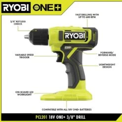 Ryobi ONE+ 18V Cordless 3/8 In. Drill/Driver Kit W/ 1.5 Ah Battery, Charger, & Impact Rated Screwdriver Drill Bit Kit (70PC) -RYOBI TOOLS SALE ryobi power drills pcl201k1 ar2040 40 1000