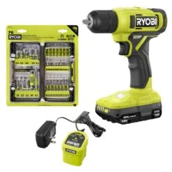 Ryobi ONE+ 18V Cordless 3/8 In. Drill/Driver Kit W/ 1.5 Ah Battery, Charger, & Impact Rated Screwdriver Drill Bit Kit (70PC)