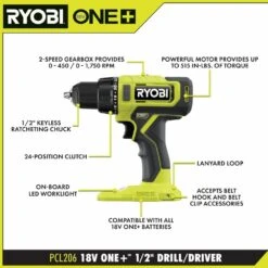 Ryobi ONE+ 18V Cordless 1/2 In. Drill/Driver (Tool Only) -RYOBI TOOLS SALE ryobi power drills pcl206b 40 1000