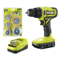 Ryobi ONE+ 18V Cordless 1/2 In. Drill/Driver Kit With 1.5 Ah Battery, Charger, And Wire Wheel Assortment Set (6-Piece)