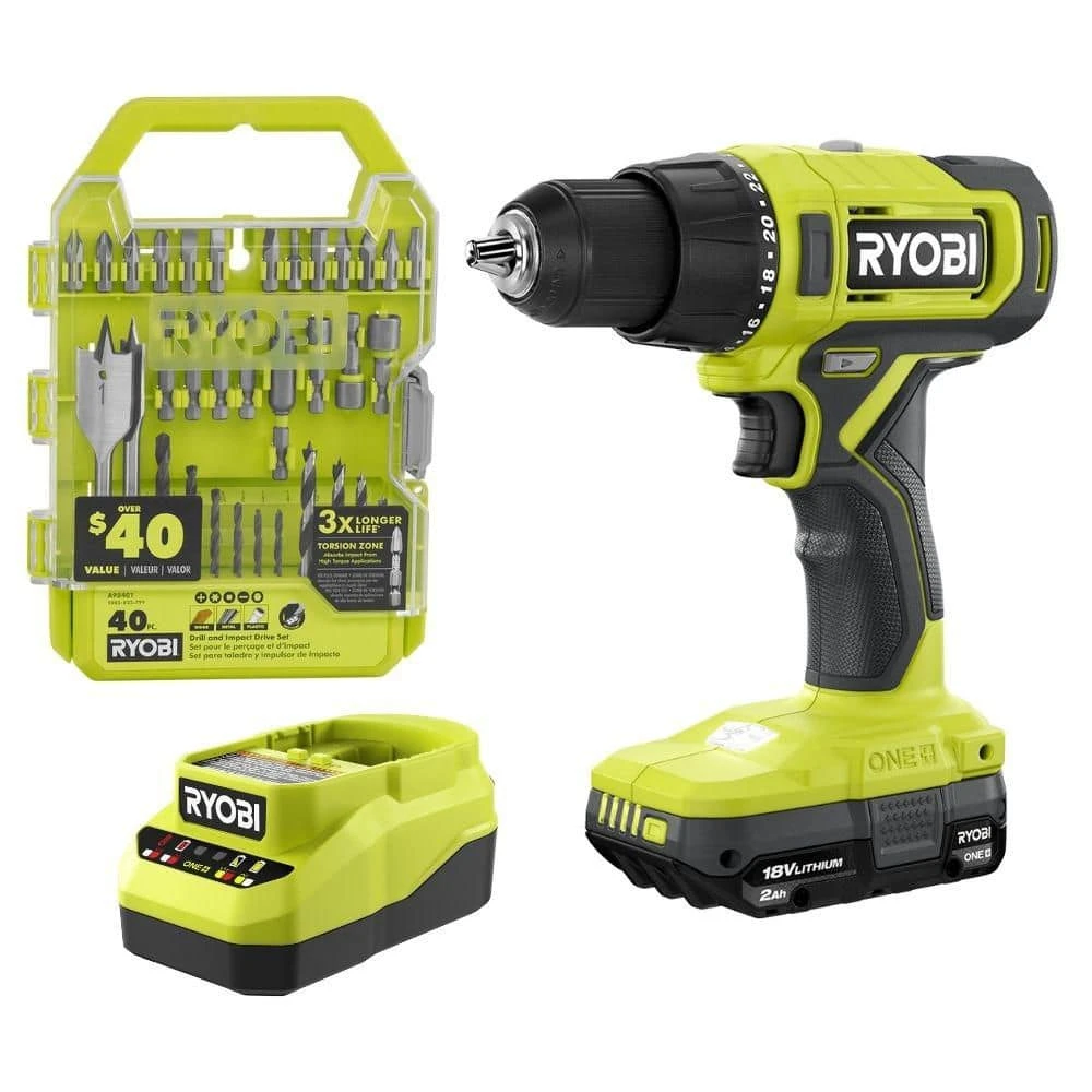 Ryobi ONE+ 18V Cordless 1/2 In. Drill/Driver Kit With 1.5 Ah Battery, Charger, And Drill And Impact Drive Kit (40-Piece) 1 Ryobi ONE+ 18V Cordless 1/2 In. Drill/Driver Kit With 1.5 Ah Battery, Charger, And Drill And Impact Drive Kit (40-Piece)
