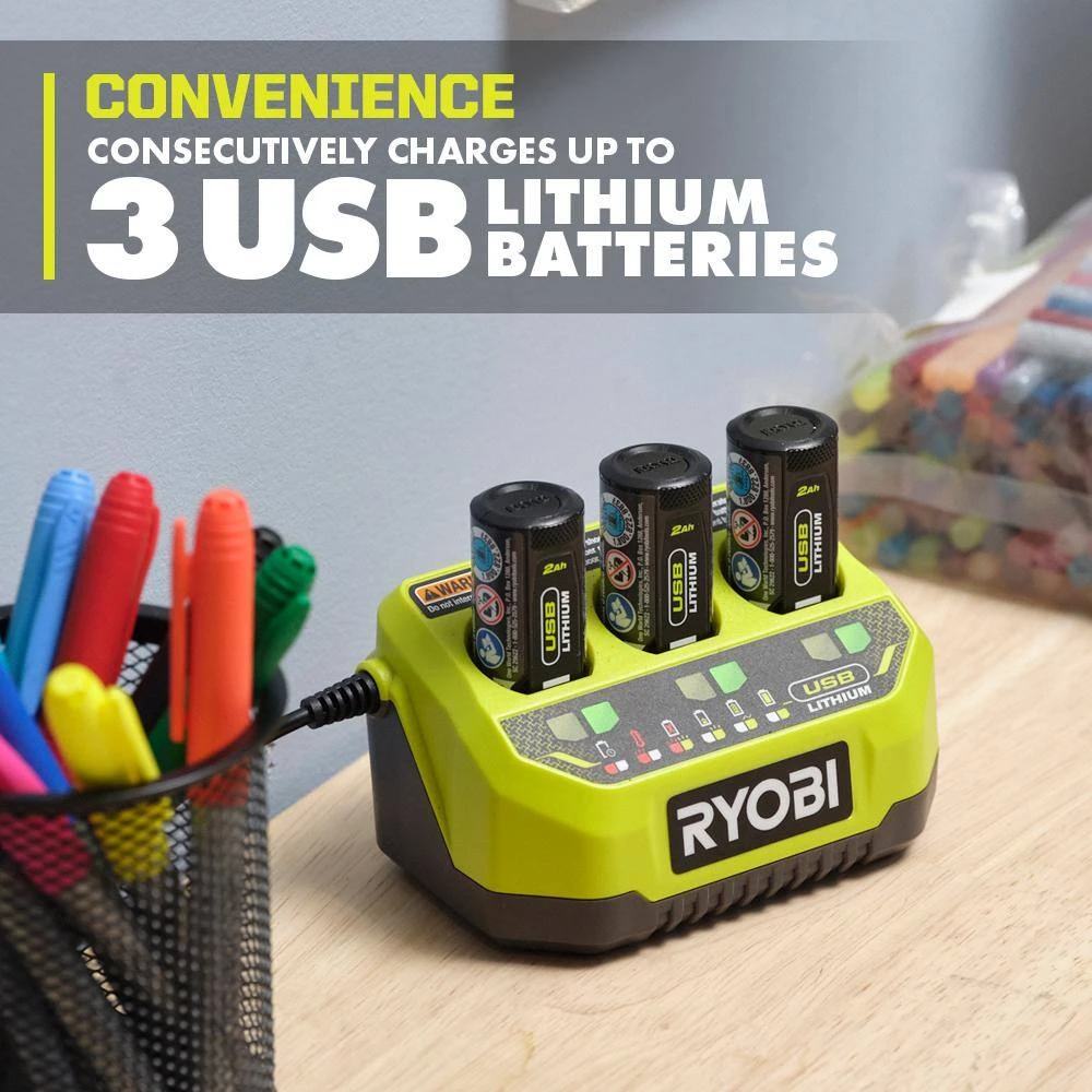 Ryobi USB Lithium 3-Port Charger With USB Lithium 3.0 Ah Lithium-Ion Rechargeable Battery 5 Ryobi USB Lithium 3-Port Charger With USB Lithium 3.0 Ah Lithium-Ion Rechargeable Battery - Image 5