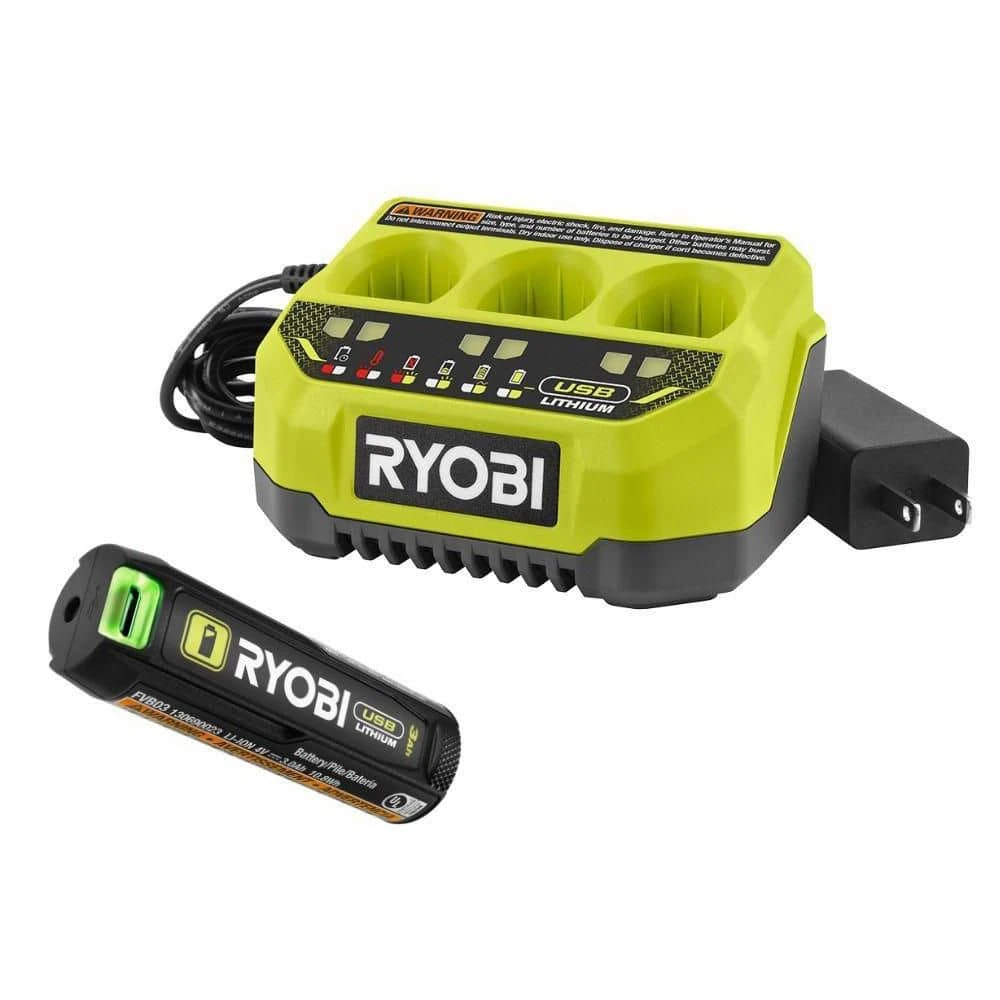 Ryobi USB Lithium 3-Port Charger With USB Lithium 3.0 Ah Lithium-Ion Rechargeable Battery 1 Ryobi USB Lithium 3-Port Charger With USB Lithium 3.0 Ah Lithium-Ion Rechargeable Battery