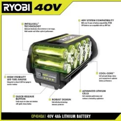 Ryobi 40V Lithium-Ion (2) 4.0 Ah Battery/4A Fast Charger Starter Kit -RYOBI TOOLS SALE ryobi power tool batteries op404042408 a0 1000