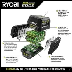 Ryobi 40V 8.0 Ah Lithium-Ion High Performance EDGE Battery -RYOBI TOOLS SALE ryobi power tool batteries op40806ta 40 1000