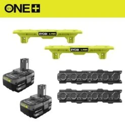 Ryobi ONE+ 18V Lithium-Ion 4.0 Ah Battery (2-Pack), With LINK Wall Rails (2-Pack), And (2) LINK ONE+ Battery Shelves -RYOBI TOOLS SALE ryobi power tool batteries pbp2005 stm504 stm818 stm818 d4 1000