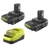 Ryobi ONE+ 18V Lithium-Ion 2.0 Ah Compact Battery (2-Pack) With 18V Lithium-Ion Charger