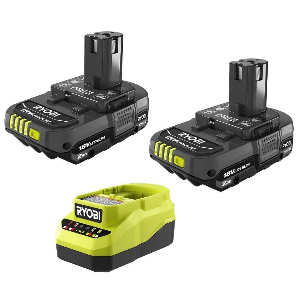 Ryobi ONE+ 18V Lithium-Ion 2.0 Ah Compact Battery And Charger Starter Kit And FREE ONE+ 18V 2.0 Ah Lithium-Ion Battery 1 Ryobi ONE+ 18V Lithium-Ion 2.0 Ah Compact Battery And Charger Starter Kit And FREE ONE+ 18V 2.0 Ah Lithium-Ion Battery