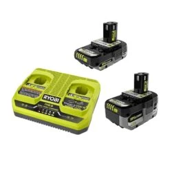 Ryobi ONE+ HP 18V 4.0 Ah HIGH PERFORMANCE Battery, 2.0 Ah HIGH PERFORMANCE Battery, And Dual-Port Charger Starter Kit