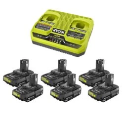 Ryobi ONE+ 18V (6) 1.5 Ah Batteries With Dual-Port Charger Starter Kit