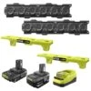 Ryobi ONE+ 18V Lithium-Ion Kit W/ 2.0 Ah Battery, 4.0 Ah Battery, Charger, LINK Wall Rails (2PK) & (2) LINK ONE+ Battery Shelf