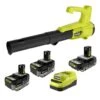 Ryobi ONE+ 18V HIGH PERFORMANCE Kit W/ (2) 4.0 Ah Batteries, 2.0 Ah Battery, Charger, & ONE+ 250 CFM Cordless Leaf Blower