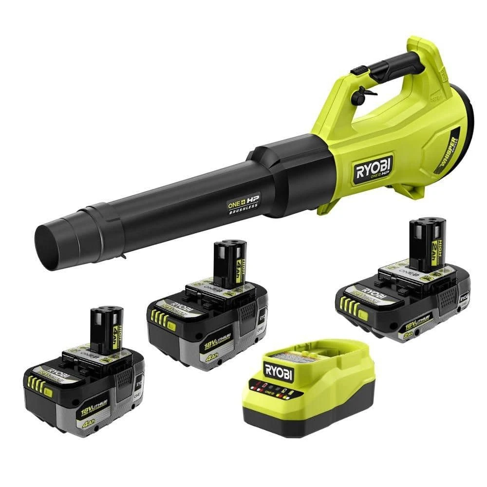 Ryobi ONE+ 18V HIGH PERFORMANCE Kit W/ (2) 4.0 Ah Batteries, 2.0 Ah Battery, Charger, & ONE+ HP 120 MPH 450 CFM Blower 1 Ryobi ONE+ 18V HIGH PERFORMANCE Kit W/ (2) 4.0 Ah Batteries, 2.0 Ah Battery, Charger, & ONE+ HP 120 MPH 450 CFM Blower