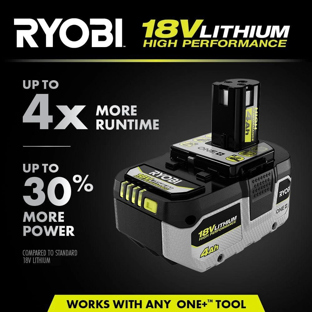 Ryobi ONE+ 18V HIGH PERFORMANCE Kit W/ (2) 4.0 Ah Batteries, 2.0 Ah Battery, Charger, & ONE+ HP 120 MPH 450 CFM Blower 4 Ryobi ONE+ 18V HIGH PERFORMANCE Kit W/ (2) 4.0 Ah Batteries, 2.0 Ah Battery, Charger, & ONE+ HP 120 MPH 450 CFM Blower - Image 4