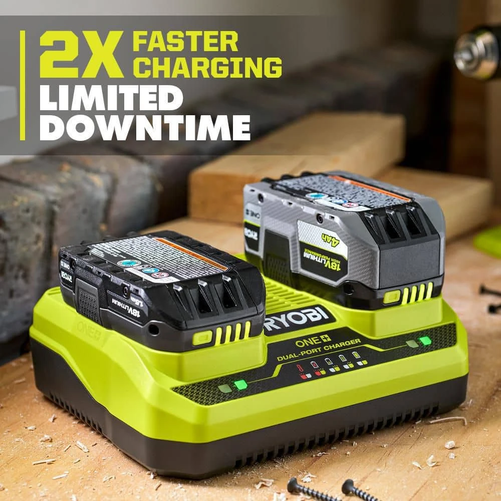 Ryobi ONE+ 18V Dual-Port Simultaneous Charger 4 Ryobi ONE+ 18V Dual-Port Simultaneous Charger - Image 4
