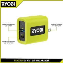 Ryobi 30 Watt USB Wall Charger -RYOBI TOOLS SALE ryobi power tool battery chargers ryiac30120v 40 1000