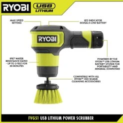 Ryobi USB Lithium 2-Tool Combo Kit With Screwdriver, Compact Scrubber, (2) 2.0 Ah USB Lithium Batteries, & (2) Charging Cables -RYOBI TOOLS SALE ryobi power tool combo kits fvd50k fvg51k a0 1000