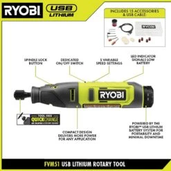 Ryobi USB Lithium Project Kit With Rotary Tool, Inspection Light, Screwdriver, Glue Pen, (2) 2 Ah Batteries, & Charging Cable -RYOBI TOOLS SALE ryobi power tool combo kits fvk100k2 66 1000