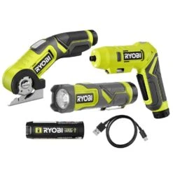 Ryobi USB Lithium 3-Tool Cordless Combo Kit With 2.0 Ah Battery And Charging Cable