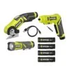 Ryobi USB Lithium 3-Tool Combo Kit W/ Flashlight, Screwdriver, Cutter, Batteries, Charger & (2) 2.0 Ah Batteries