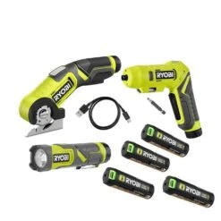 Ryobi USB Lithium 3-Tool Combo Kit W/ Flashlight, Screwdriver, Cutter, (2) Batteries, Charger & USB Lithium 3Ah Battery (2Pk)