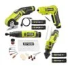 Ryobi USB Lithium 4 Tool Kit W/Screwdriver, Glue Pen, Rotary Tool, Power Cutter, Batteries, Charger & (2) 2.0 Ah Batteries