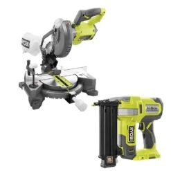 Ryobi ONE+ 18V Cordless 2-Tool Combo Kit With 7-1/4 In. Compound Miter Saw And AirStrike 18-Gauge Brad Nailer (Tools Only)