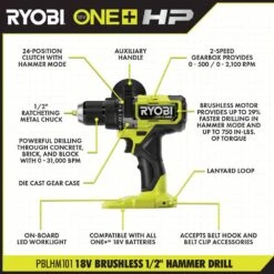 Ryobi ONE+ HP 18V Brushless Cordless 3-Tool Combo Kit W/Hammer Drill, Impact Driver, Impact Wrench, Batteries, Charger, & Bag -RYOBI TOOLS SALE ryobi power tool combo kits pblck02k p262 40 1000
