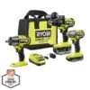 Ryobi ONE+ HP 18V Brushless Cordless 3-Tool Combo Kit W/Hammer Drill, Impact Driver, Impact Wrench, Batteries, Charger, & Bag
