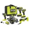 Ryobi ONE+ HP 18V Brushless Cordless 5-Tool Combo Kit With 4.0 Ah And 2.0 Ah HIGH PERFORMANCE Batteries, Charger, And Bag