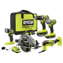 Ryobi ONE+ HP 18V Brushless Cordless 5-Tool Combo Kit With 4.0 Ah And 2.0 Ah HIGH PERFORMANCE Batteries, Charger, And Bag