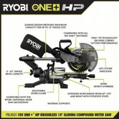 Ryobi ONE+ HP 18V Brushless Cordless 2-Tool Combo Kit With Miter Saw And Compact Portable Jobsite Table Saw (Tools Only) 15 Ryobi ONE+ HP 18V Brushless Cordless 2-Tool Combo Kit With Miter Saw And Compact Portable Jobsite Table Saw (Tools Only) -RYOBI TOOLS SALE ryobi power tool combo kits pblms01b pblts01b 40 1000
