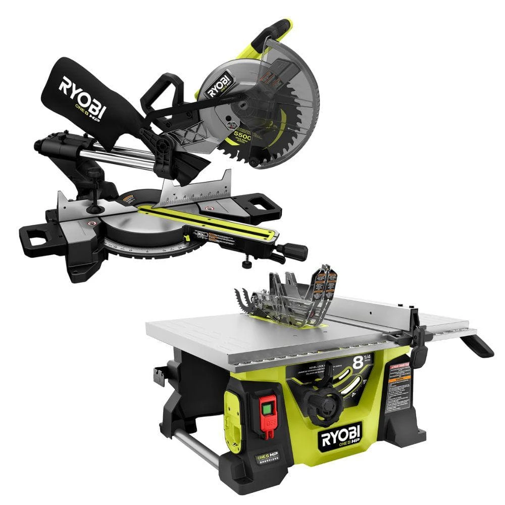 Ryobi ONE+ HP 18V Brushless Cordless 2-Tool Combo Kit With Miter Saw And Compact Portable Jobsite Table Saw (Tools Only) 1 Ryobi ONE+ HP 18V Brushless Cordless 2-Tool Combo Kit With Miter Saw And Compact Portable Jobsite Table Saw (Tools Only)
