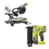 Ryobi ONE+ 18V Cordless 2-Tool Combo Kit With 7-1/4 In. Sliding Compound Miter Saw And AirStrike Brad Nailer (Tools Only)