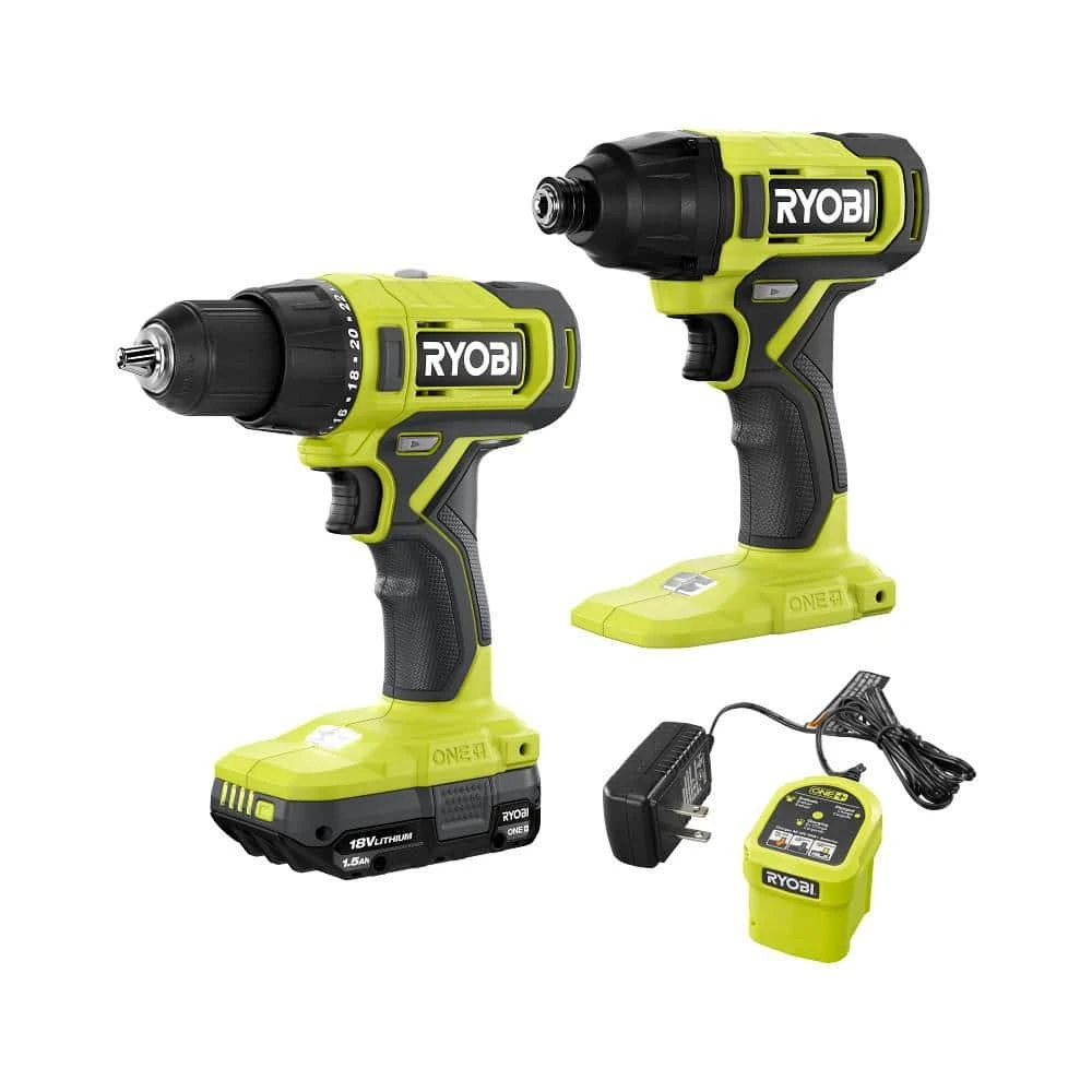 Ryobi ONE+ 18V Cordless 2-Tool Combo Kit With Drill/Driver, Impact Driver, 1.5 Ah Battery, And Charger 1 Ryobi ONE+ 18V Cordless 2-Tool Combo Kit With Drill/Driver, Impact Driver, 1.5 Ah Battery, And Charger