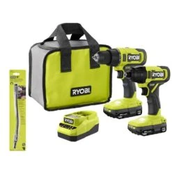 Ryobi ONE+ 18V Cordless 2-Tool Combo Kit With Drill/Driver, Impact Driver, (2) Batteries, Charger, And 11 In. Bit Holder