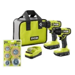 Ryobi ONE+ 18V Cordless 2-Tool Combo Kit With Drill/Driver, Impact Driver, (2) Batteries, Charger, & Wire Wheel Set (6-Piece)