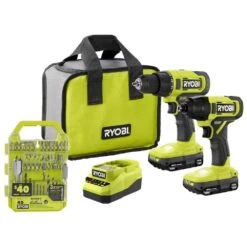 Ryobi ONE+ 18V Cordless 2-Tool Combo Kit With Drill/Driver, Impact Driver, (2) Batteries, Charger, Drill & Drive Kit (40Piece)