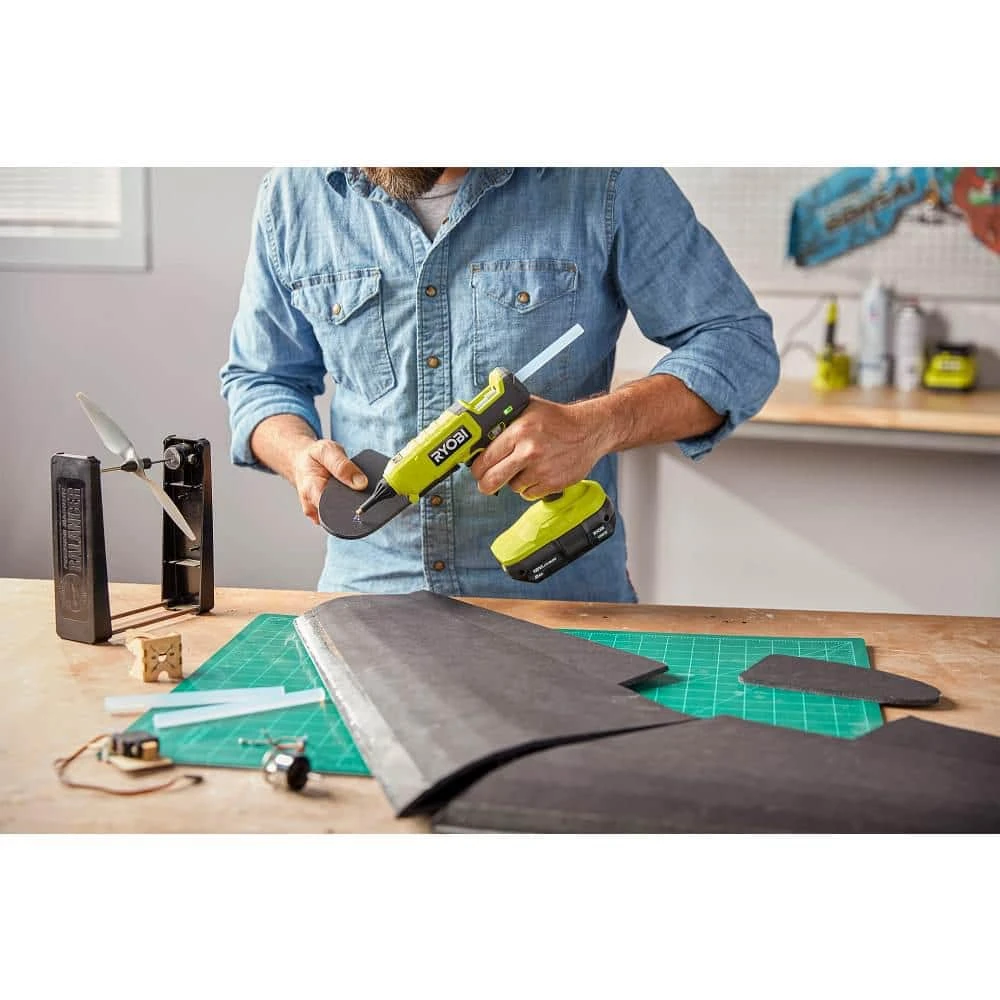 Ryobi ONE+ 18V Cordless 2- Tool Combo Kit With Rotary Tool Station, Dual Temperature Glue Gun, 2.0 Ah Battery And Charger 9 Ryobi ONE+ 18V Cordless 2- Tool Combo Kit With Rotary Tool Station, Dual Temperature Glue Gun, 2.0 Ah Battery And Charger - Image 9